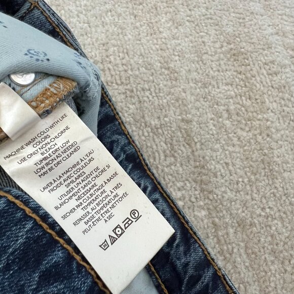 Anthropologie Blue Straight Leg Jeans with Floral Cuffs - Picture 10 of 11